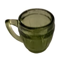Green Glass Barrel Mug Beer Stein Novelty Barware‎ Drinking Glassware